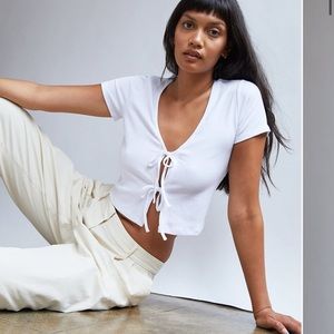 Aritzia Wilfred Free Only Tie Front Top White S